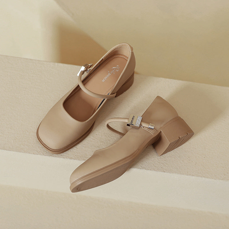 Damen elegante Mary Janes mit modernem Blockabsatz R&B