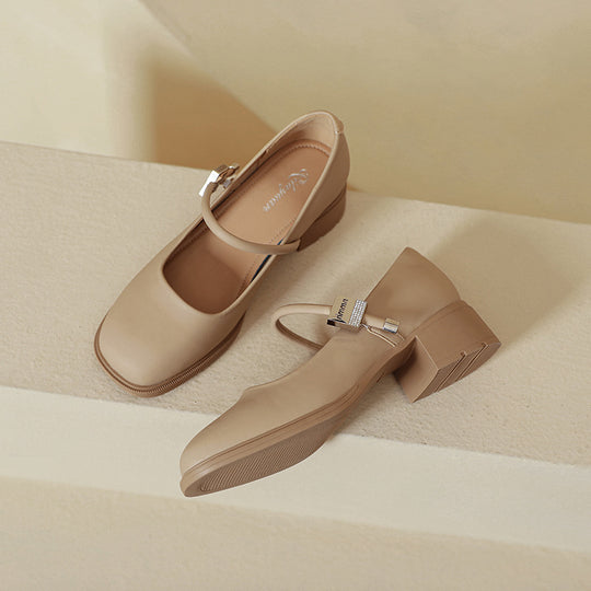 Damen elegante Mary Janes mit modernem Blockabsatz R&B
