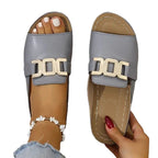 Damen elegante Riemchen-Sandalen mit modischer Schnallenverzierung