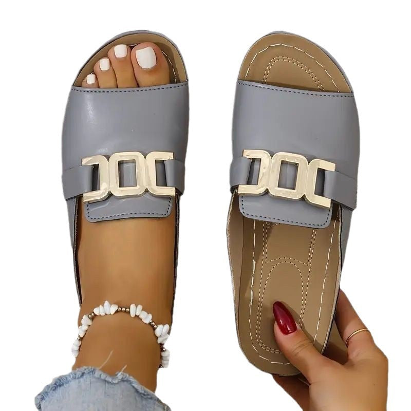 Damen elegante Riemchen-Sandalen mit modischer Schnallenverzierung