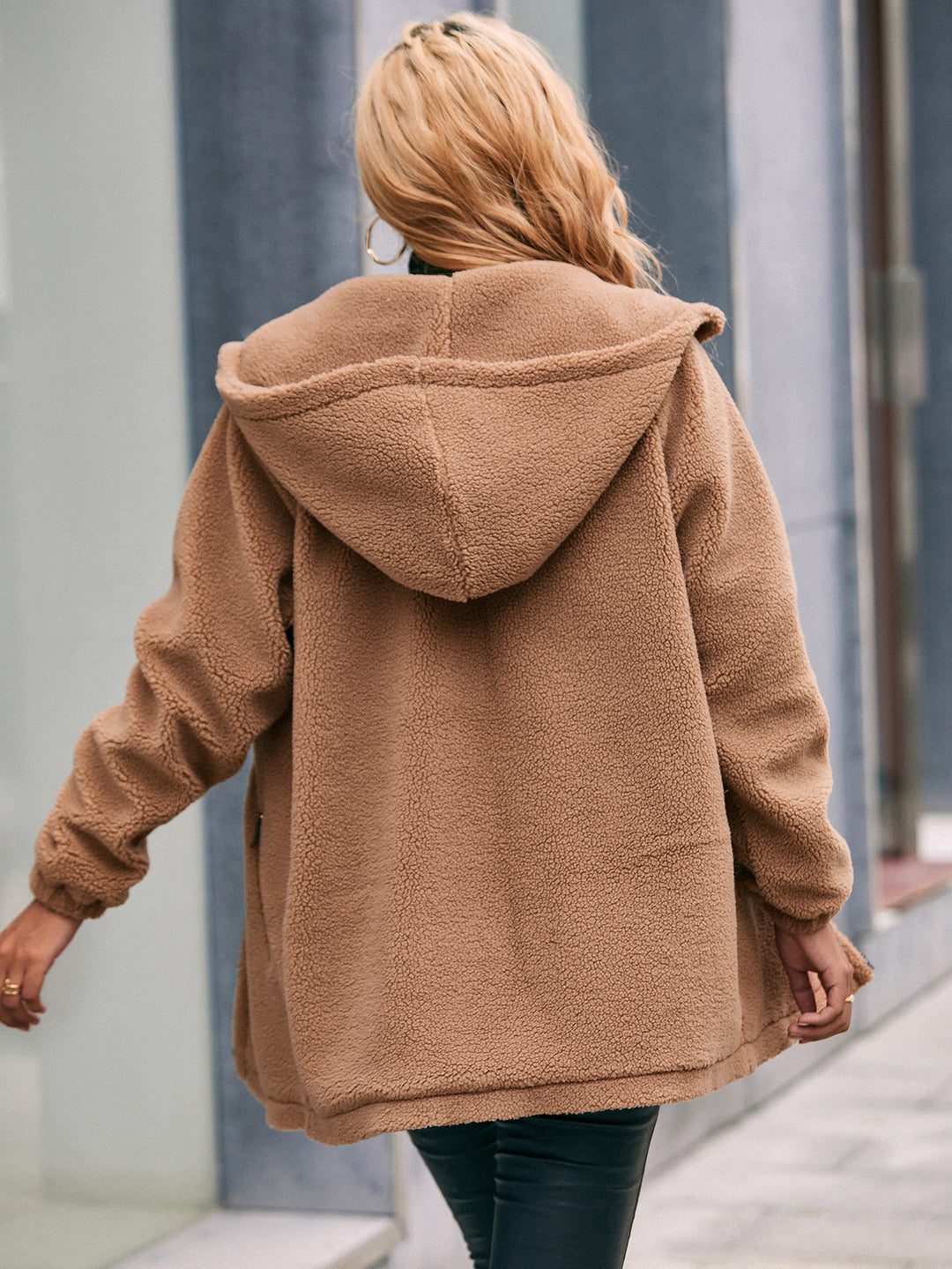Damen Teddy-Fleecejacke mit praktischen Taschen und hohem Kragen R&B