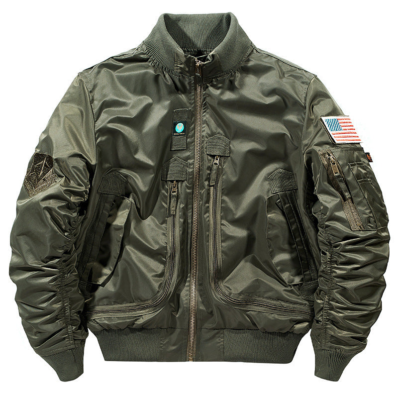 Herren stylische Bomberjacke mit vielseitigen Taschen R&B