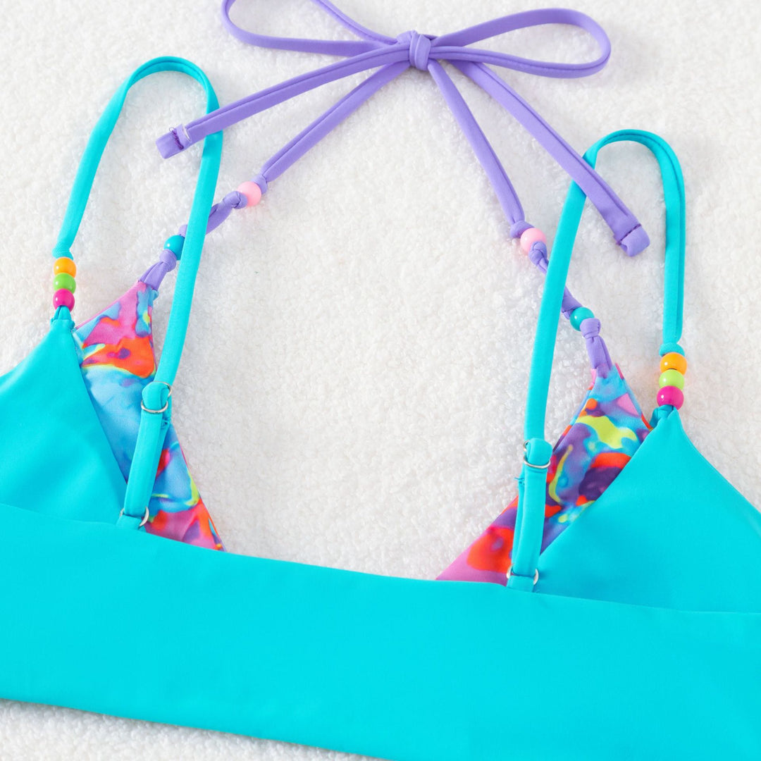 Damen verspielter Bikini mit buntem Floral-Design R&B