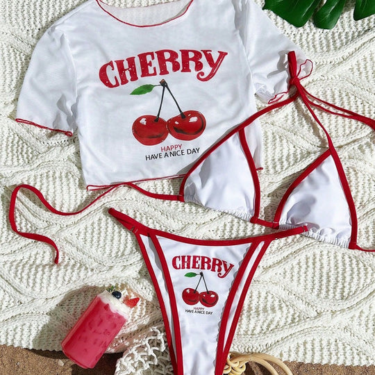 Damen Sportlicher Bikini mit transparentem Oberteil R&B