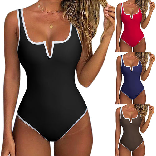 Damen Stilvoller Schwimmanzug mit V-Ausschnitt R&B
