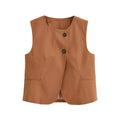 Damen elegante Weste mit Knopfdetails und seitlichen Eingrifftaschen R&B