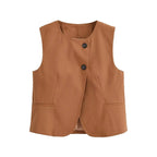 Damen elegante Weste mit Knopfdetails und seitlichen Eingrifftaschen R&B