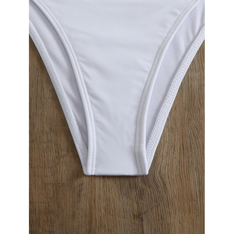 Damen Bandeau-Bikini mit floralem Detail und hochgeschnittenem Höschen R&B