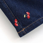 Damen Jeansrock mit verspielter Kirschstickerei und dekorativem Schnitt R&B