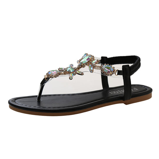Damen elegante Zehentrenner-Sandalen mit funkelndem Strass R&B