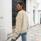 Damen Pullover mit modischem V-Ausschnitt und strukturiertem Muster R&B