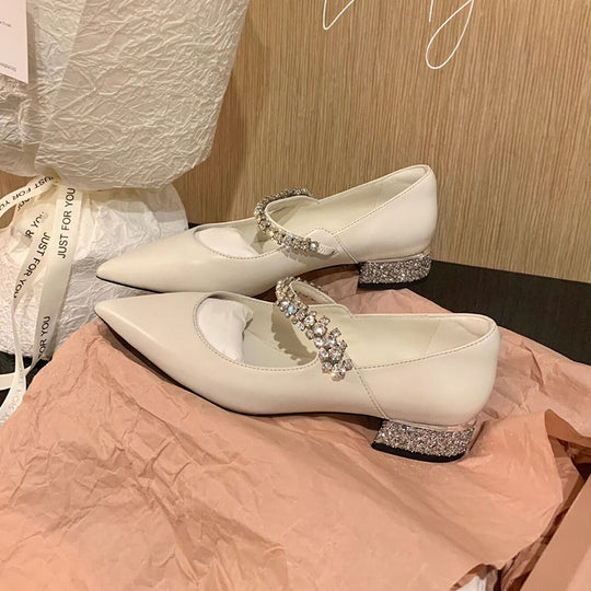 Damen elegante Mary Jane Pumps mit funkelnden Strassdetails R&B