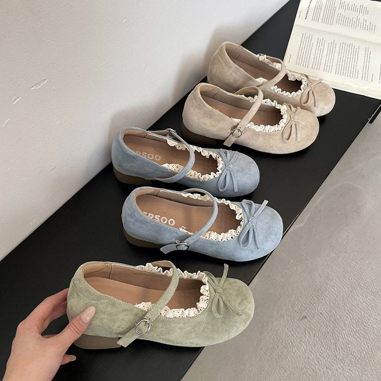 Damen elegante Mary Jane Ballerinas mit modischer Schleifenverzierung R&B