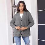 Damen Grober Strickcardigan mit praktischen Taschen und eleganten Knopfdetails R&B