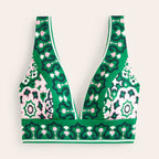 Damen Bikini-Oberteil mit tiefem V-Ausschnitt und floralem Muster R&B