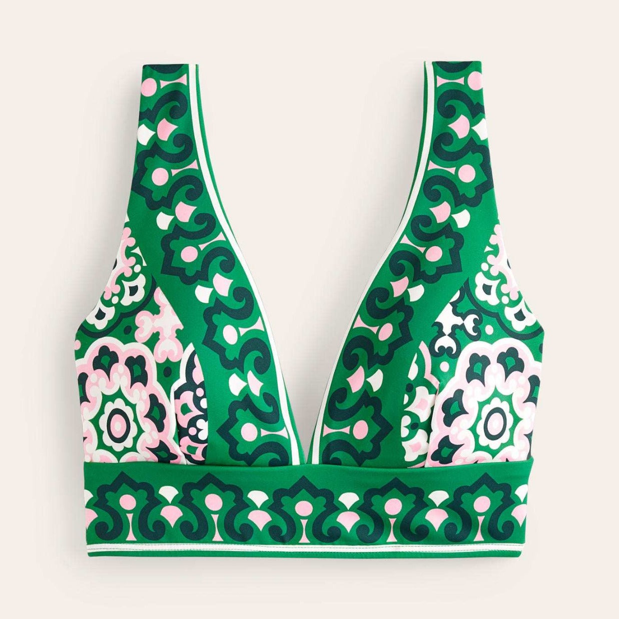Damen Bikini-Oberteil mit tiefem V-Ausschnitt und floralem Muster R&B