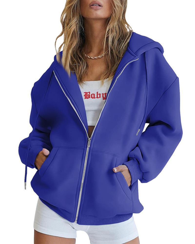 Damen Oversized Kapuzenjacke mit Reißverschluss R&B