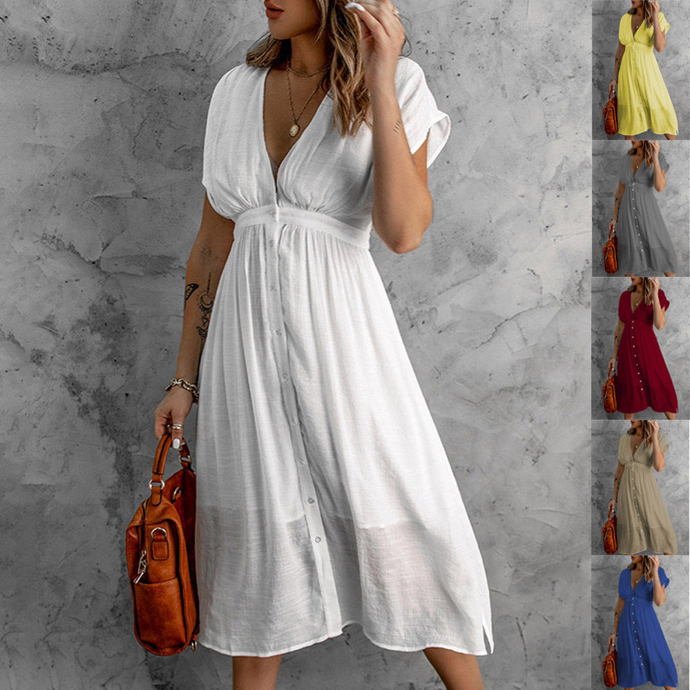 Damen Sommerkleid mit knopflosem Design und fließendem Schnitt R&B