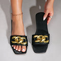 Damen elegante Mules mit goldfarbenem Kettenakzent R&B