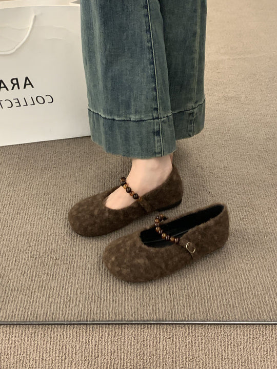 Damen Filz-Ballerinas mit modischer Riemchen-Applikation R&B