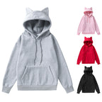 Damen Hoodie mit Katzenohren und Kängurutasche R&B