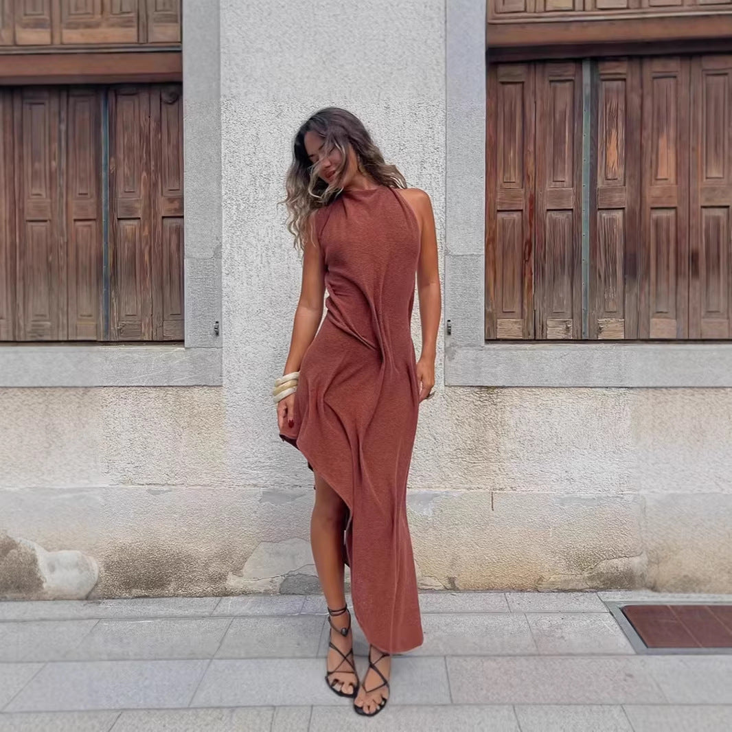 Damen asymmetrisches Freizeitkleid R&B