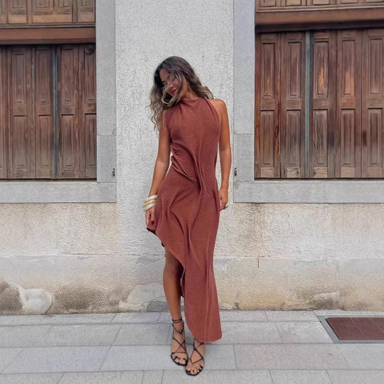 Damen asymmetrisches Freizeitkleid R&B