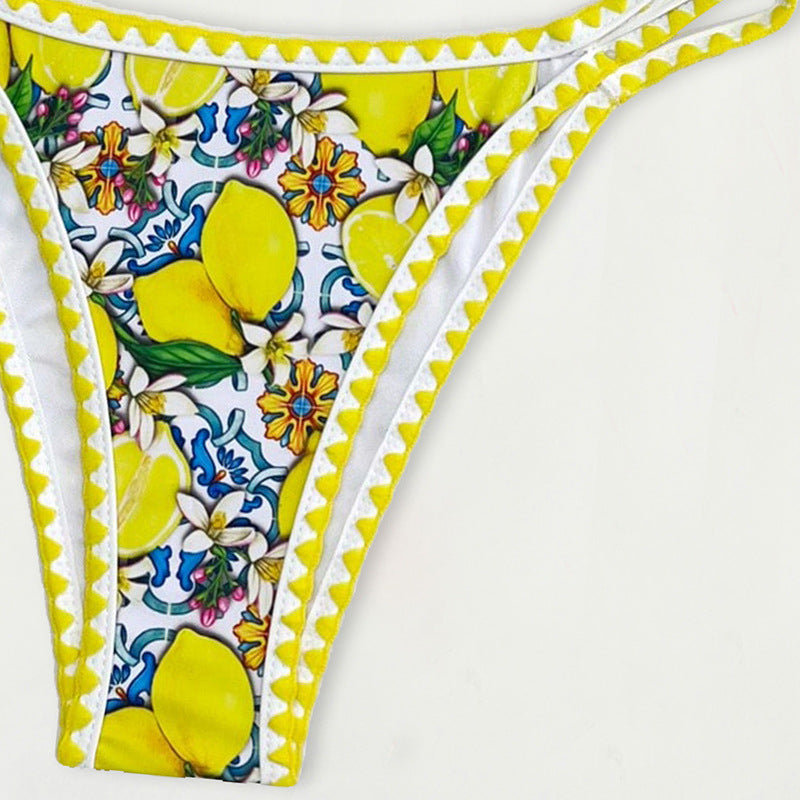 Damen Triangel-Bikini mit fröhlichem Zitrusmuster R&B