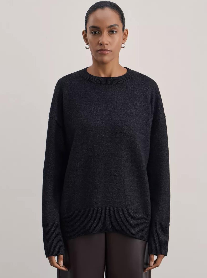 Damen weicher Strickpullover mit lässigem Schnitt und hochgeschlossenem Hals R&B
