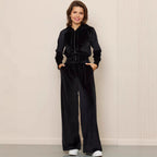Damen Luxuriöses Fleece-Loungewear-Set mit Kapuze und lockerer Passform R&B