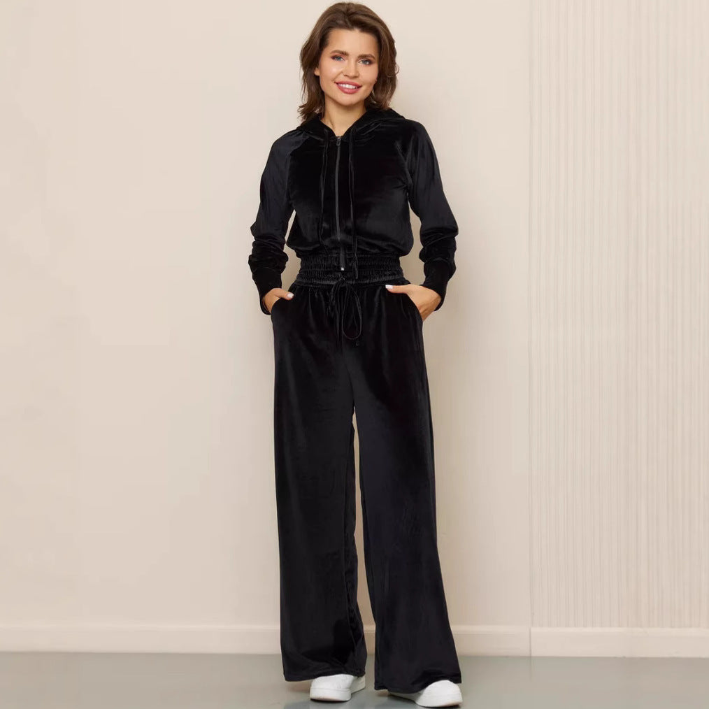 Damen Luxuriöses Fleece-Loungewear-Set mit Kapuze und lockerer Passform R&B