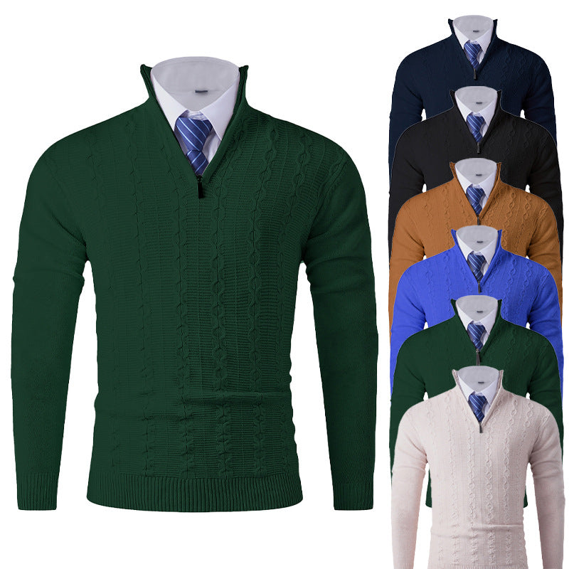 Herren modischer Rollkragenpullover mit strukturiertem Zopfdesign