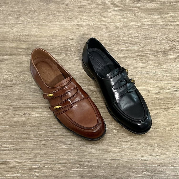 Damen elegante Mokassins mit modischen Doppelschnallen R&B