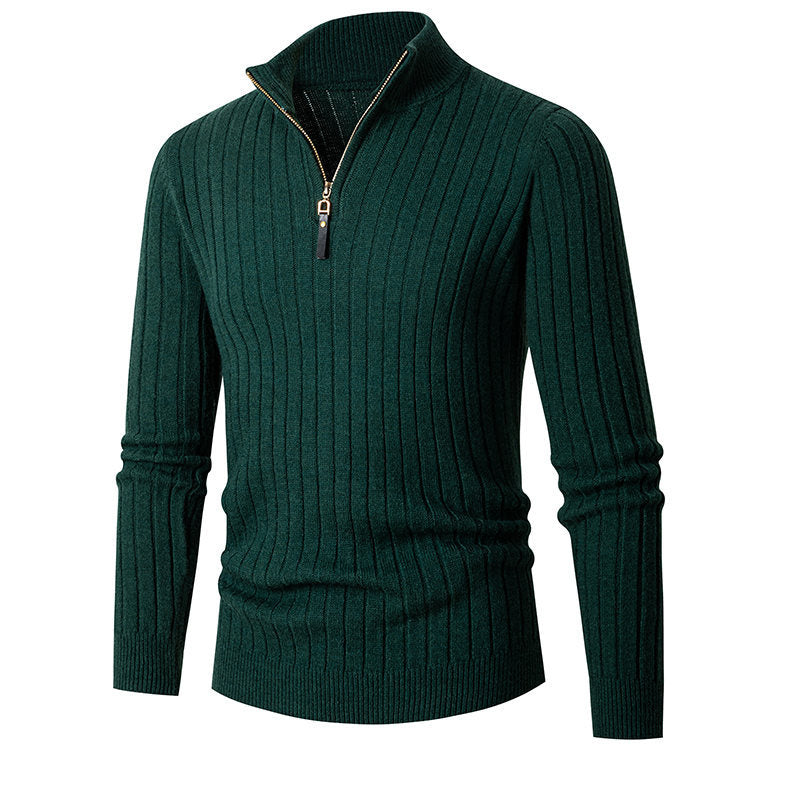 Herren Strickpullover mit stylischem Stehkragen und modernem Reißverschluss