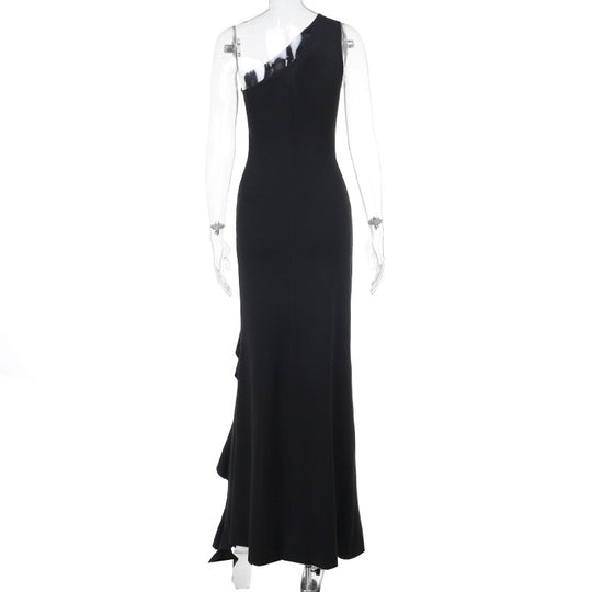 Damen Elegantes Maxikleid mit asymmetrischem Schnitt und Raffung R&B