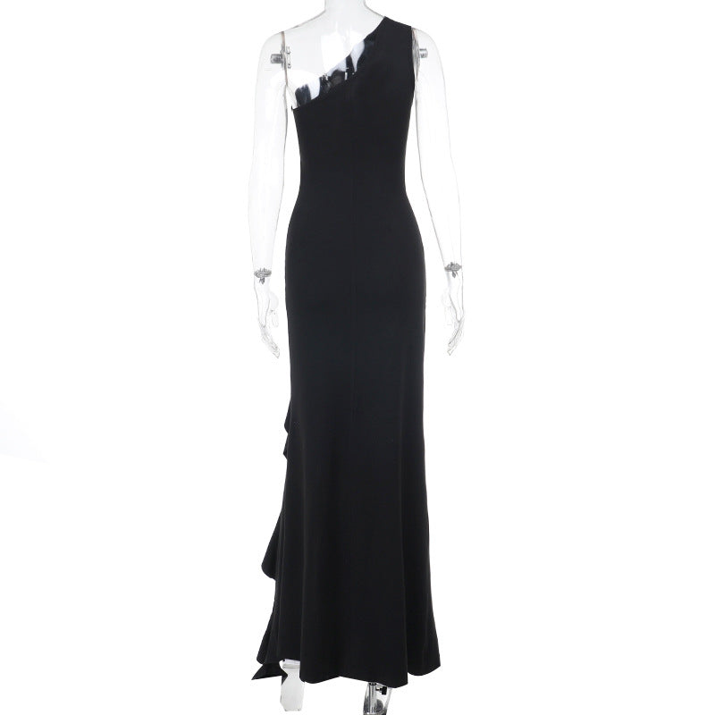 Damen Elegantes Maxikleid mit asymmetrischem Schnitt und Raffung R&B