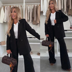 Damen Elegantes Blazer-Set mit weitem Schnitt und schickem Hosen R&B
