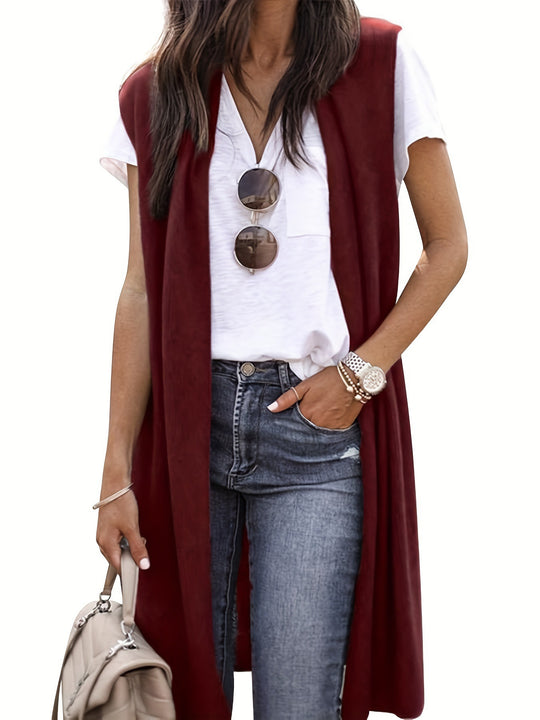 Damen longitudinaler Strickmantel mit Seitenschlitzen R&B