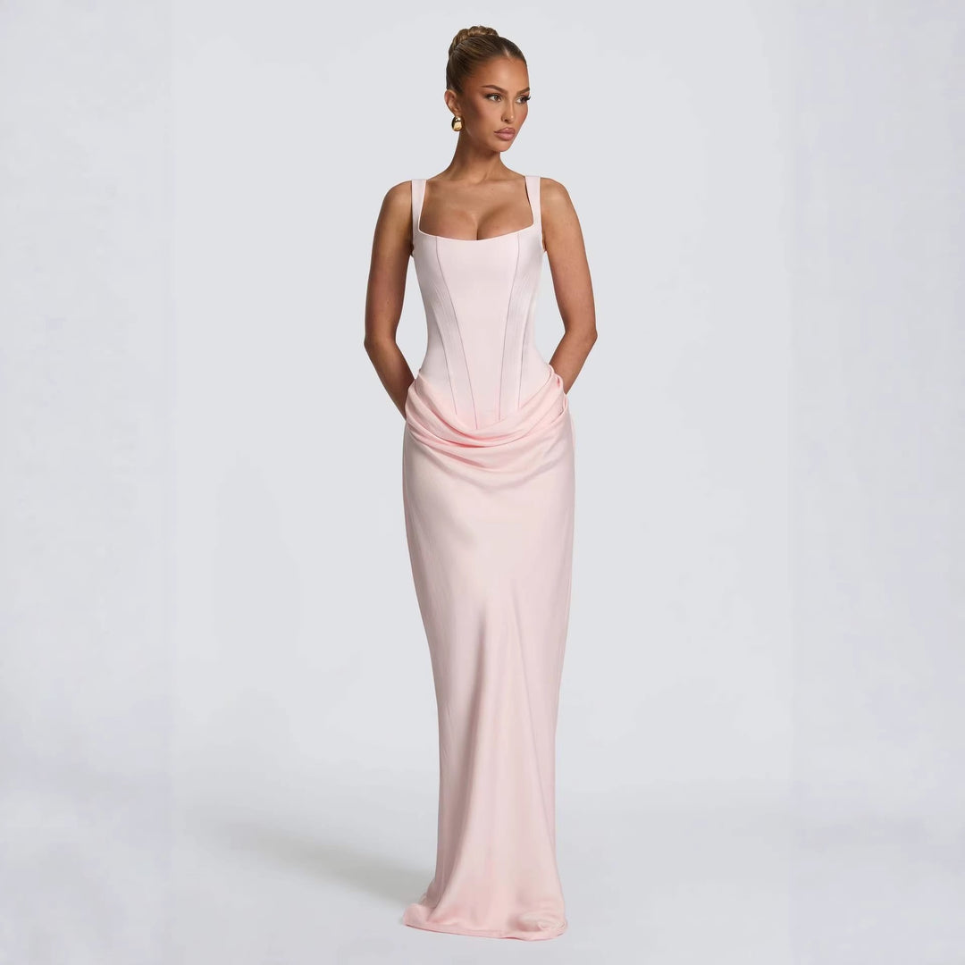 Damen Elegantes Maxikleid mit figurformendem Schnitt und zarten Drapierungen R&B
