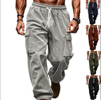 Herren nan lockere Cord-Cargo-Hose mit elastischem Tunnelzugbund, aufgesetzten Klappentaschen und entspannter Silhouette R&B