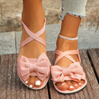 Damen modische Riemchen-Sandalen mit dekorativem Schleifen-Detail und ergonomischer Sohle R&B