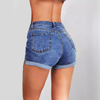 Damen Hoch geschnittene Denim-Shorts mit stylischen Distressed-Details R&B