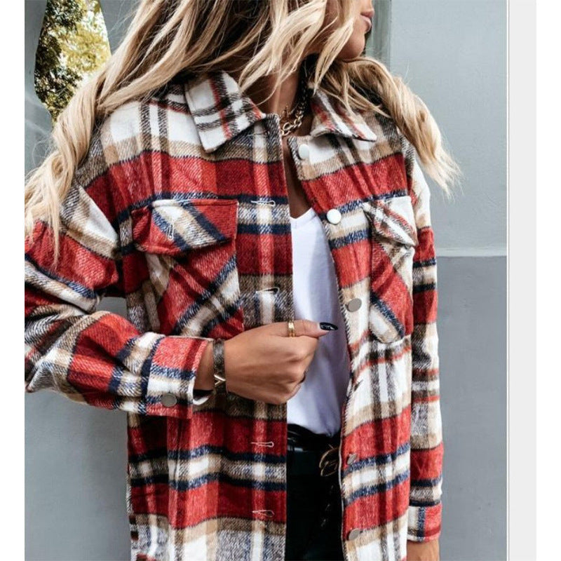 Damen Karierte Overshirt Jacke aus weicher Flanellqualität