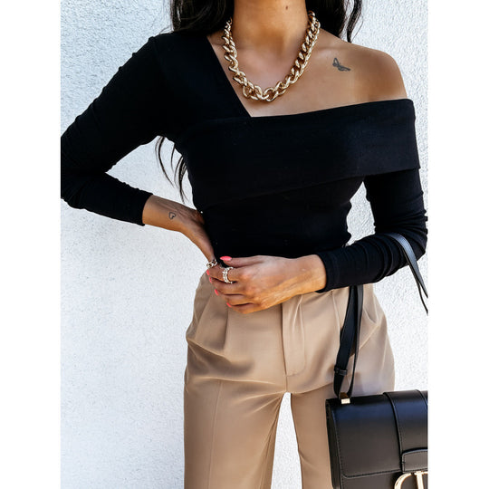 Damen asymmetrisches One-Shoulder-Top R&B