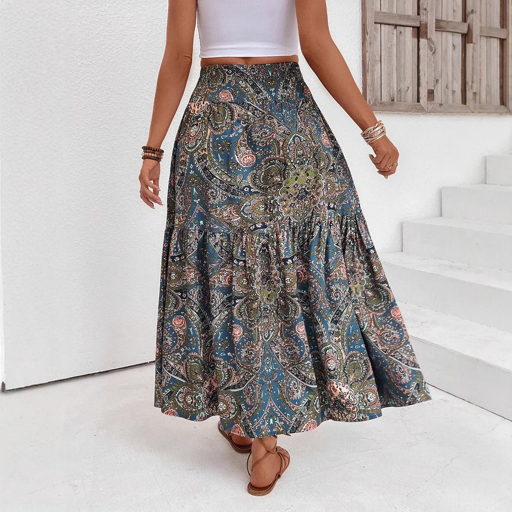 Damen Maxikleid mit Paisleymuster und hohem Schlitz R&B