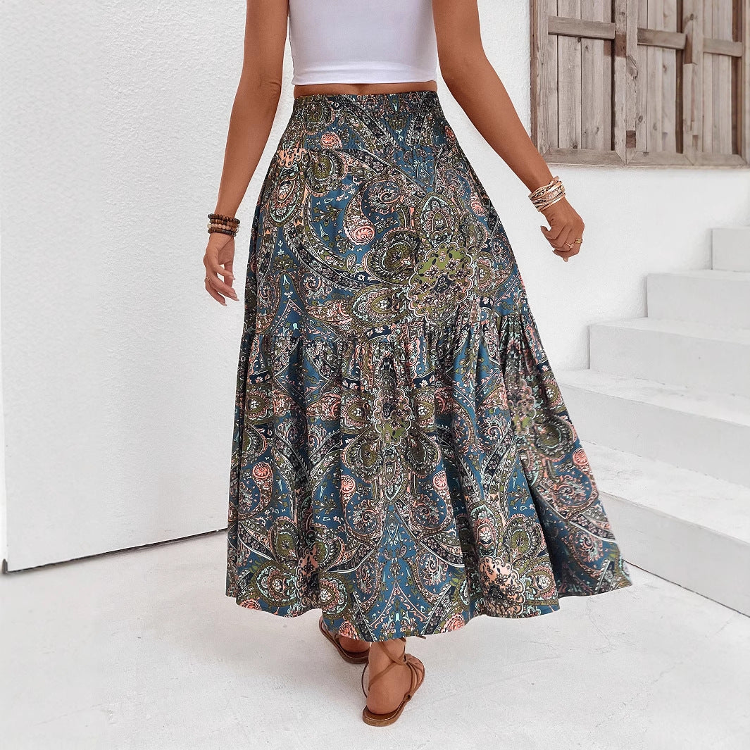 Damen Maxikleid mit Paisleymuster und hohem Schlitz R&B