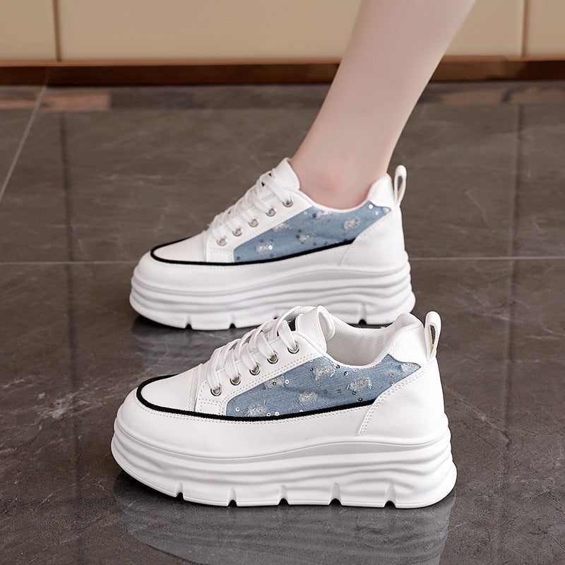 Damen Plattform Sneaker mit modischem Denim-Akzent und rutschfester Sohle R&B
