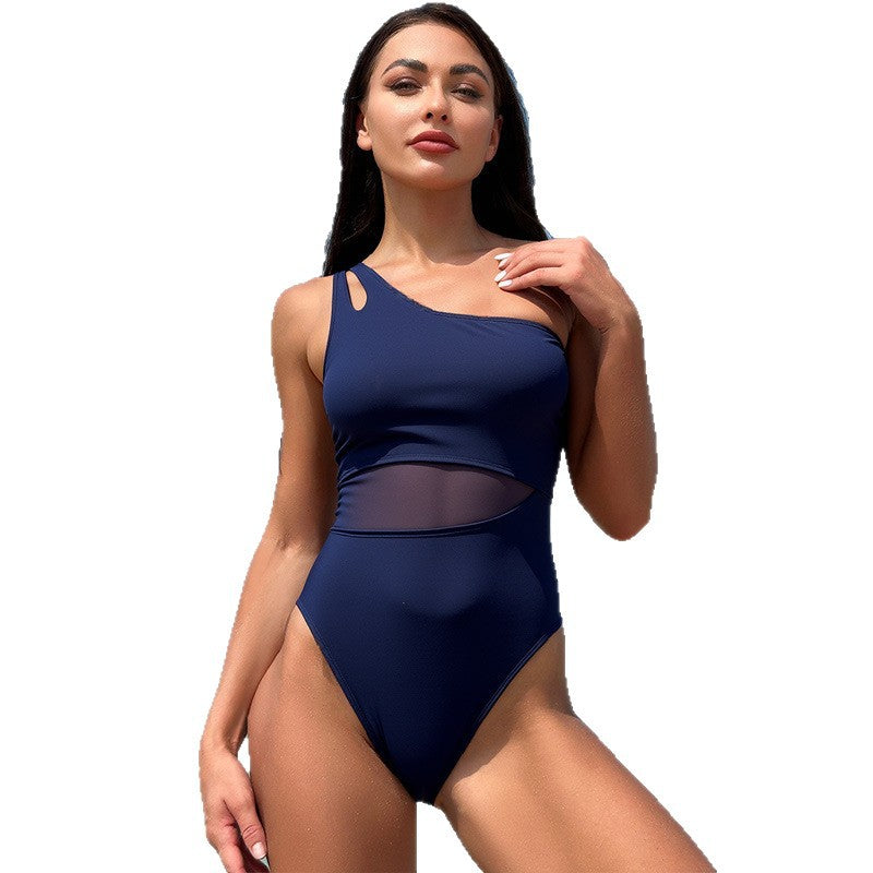 Damen Einseitiger Badeanzug mit innovativem Cut-Out und transparenten Einsätzen R&B