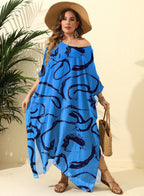 Damen lässiges Maxikleid mit asymmetrischem Saum und Animal-Print R&B