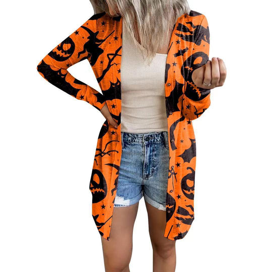 Damen Langarm-Cardigan mit knöpfbarem Design und einzigartigem Batikmuster R&B